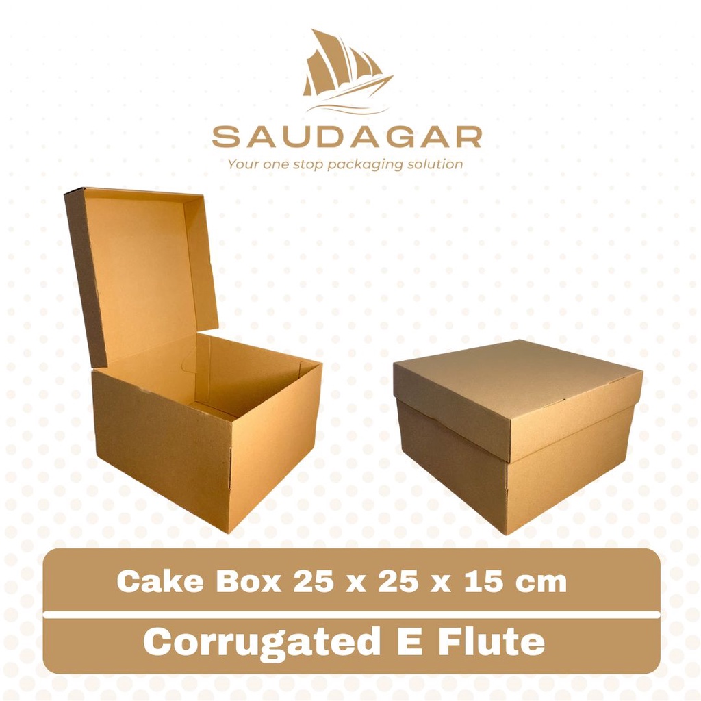 Cake box corrugated / kardus kue tebal premium E flute 25x25x15 cm