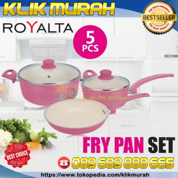 Dijual CERAMIC PAN DESSINI COOKWARE Set  Panci keramik isi 5 piece DSI.9915 - Ceramic Pink Berkualit