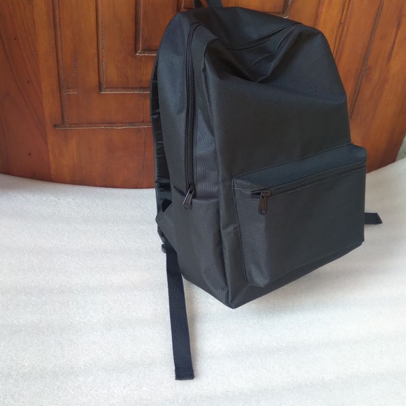 Backpack Tas Ransel Polos Hitam/Tas Backpack Ransel Trendi Kuliah Sekolah