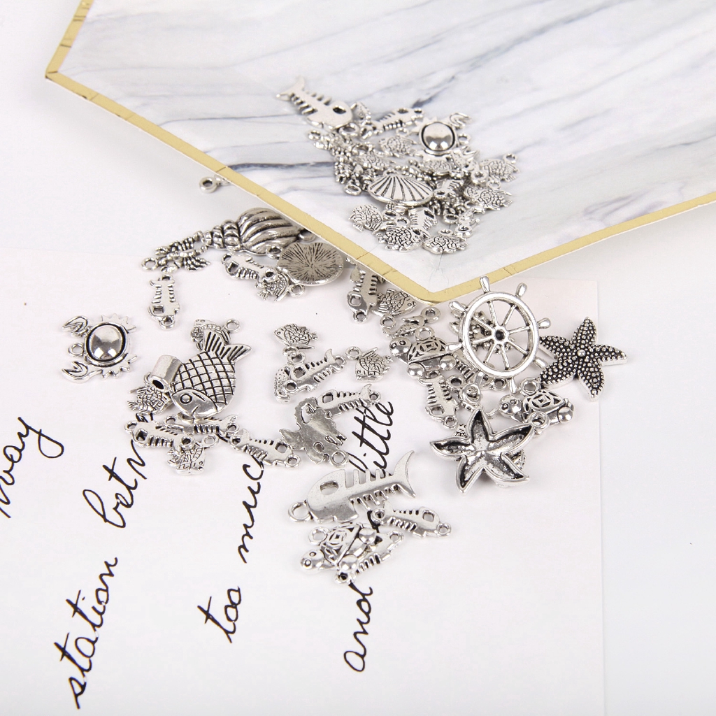 [50Pcs Mixed Styles][Tibetan Silver Metal Charms Pendants][Suitable for Necklace,Bracelets,Earrings,Jewelry DIY Making]