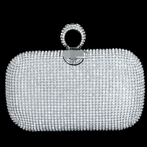 KDDJT0010-silver Tas Pesta Diamond Ring Wanita Elegan