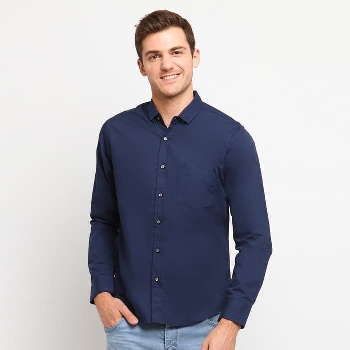 KAYSER KEMEJA PRIA PPLL Kemeja Polos Pria Navy Biru KAYSER KEMEJA PRIA PPLL Kemeja Polos Pria Navy Biru