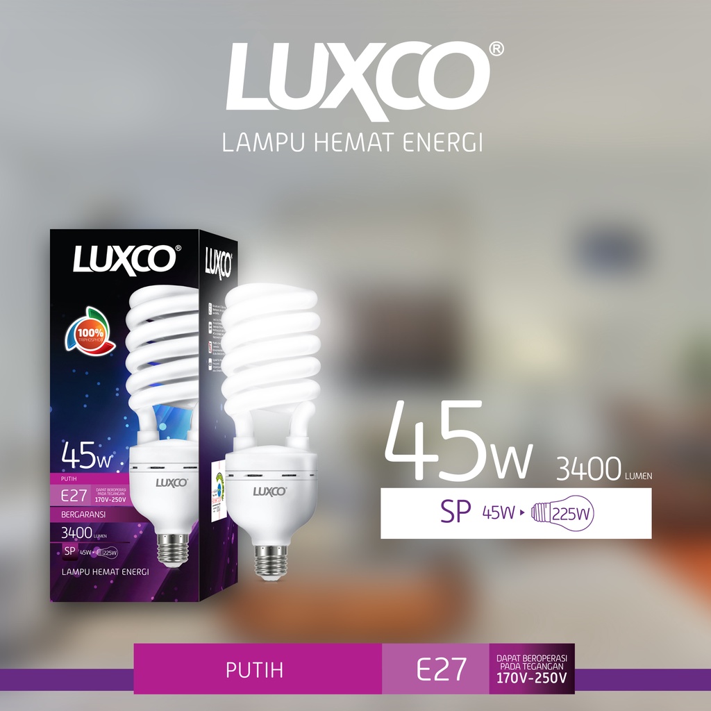 [COD] Lampu Hemat Energi Termurah LHE PLC Spiral 8/15/45Watt Jumbo Super Terang LUXCO FREE ONGKIR