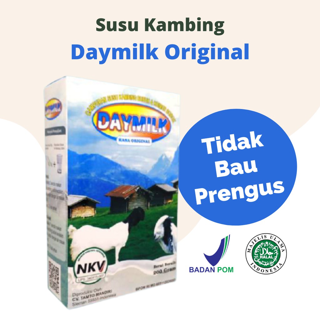 

100 % ORI - DAYMILK Susu Kambing - Susu Kambing Bubuk - Rasa JAHE - VANILLA - COKELAT - ORIGINAL - Netto : 200 Gram