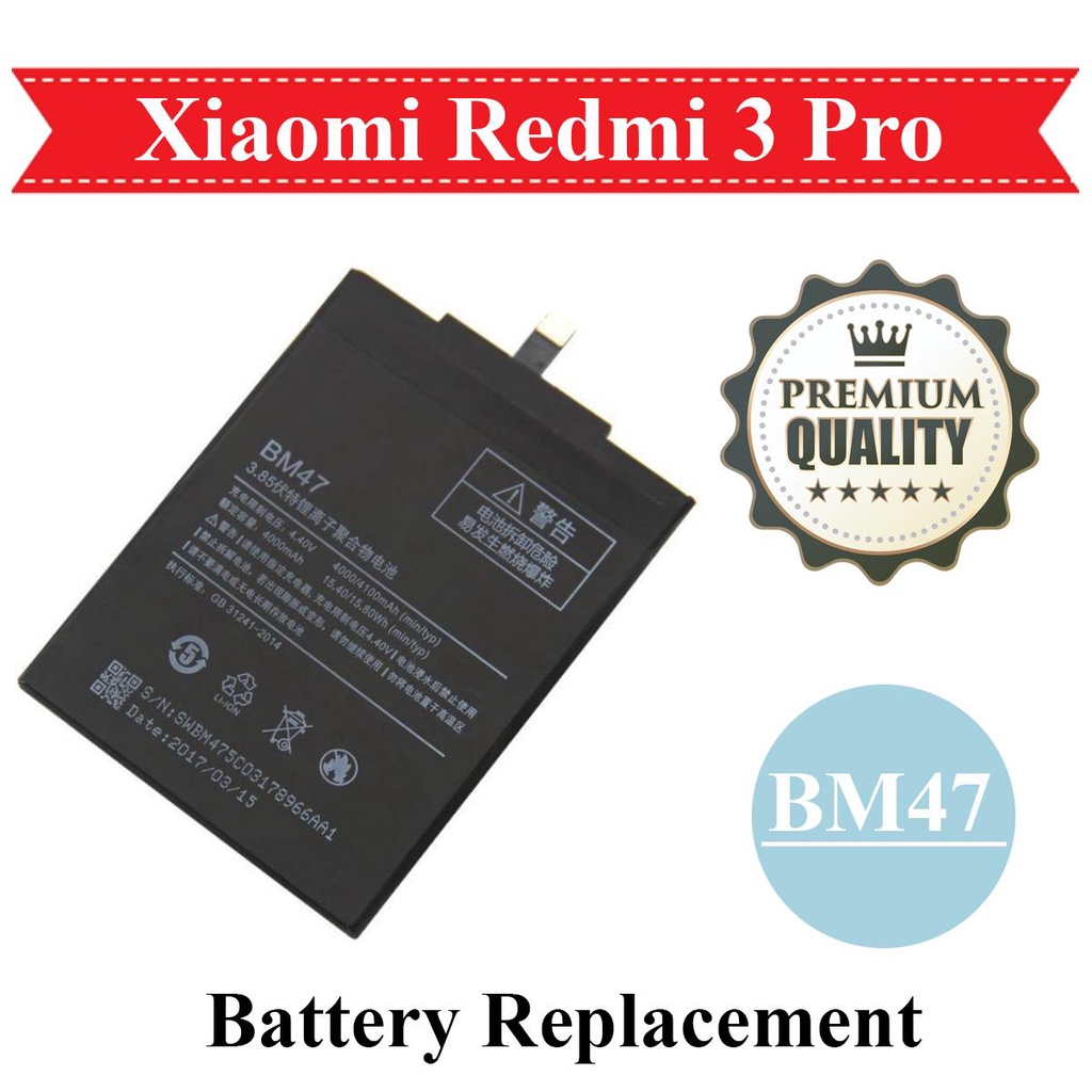 Battery XIAOMI Redmi 3 3S 3PRO 4X Batre Xiaomi BM47 Baterai Xiaomi Redmi 4x Redmi 3 / 3S 3pro BM 47 Original 99,9