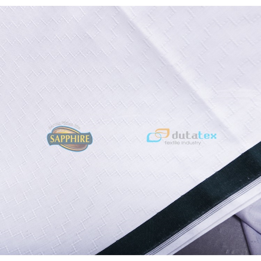 Sarung Tenun Sapphire Putih Polos Sarung Sholat Kain Sarung Pria Dewasa Original Shapire