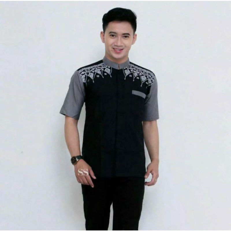 TERLARIS Baju Atasan Koko Kurta Pria Lengan Pendek Katun Adem Tebal M-XL