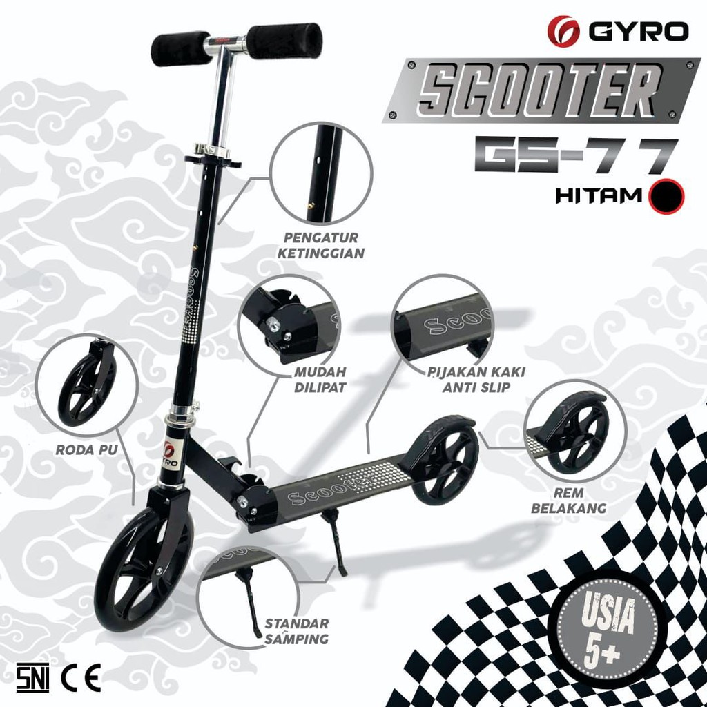 Scooter Skuter Otoped Anak Dewasa Gyro GS77 Karakter Sekuter Roda Dua-2