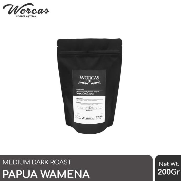 

KOPI ARABICA PAPUA WAMENA 200 GRAM (BIJI/BUBUK) | WORCAS COFFEE - KOPI BIJI