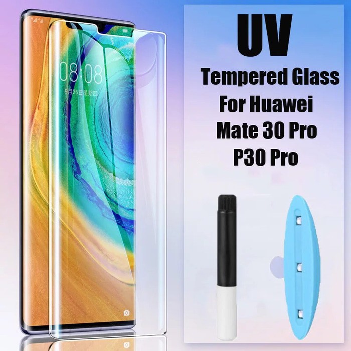 TEMPERED GLASS UV HUAWEI MATE 30 PRO ANTI GORES KACA FULL LEM ULTRAVIOLET - SCREEN PROTECTOR