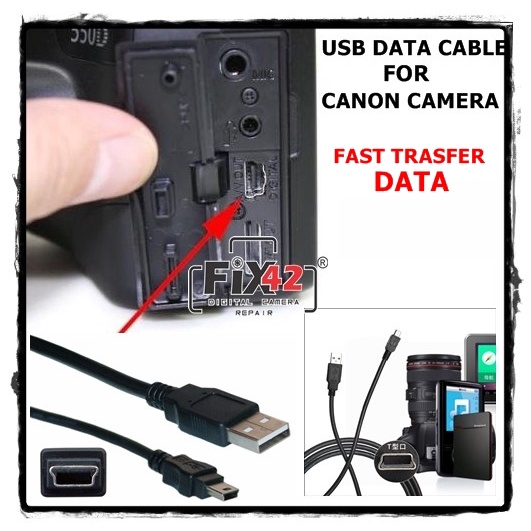 Kabel Data USB Kamera Canon 7D 10D 20DD 450D 500D 550D 600D 650D 700D 1100D 1200D 1300D Camera etc