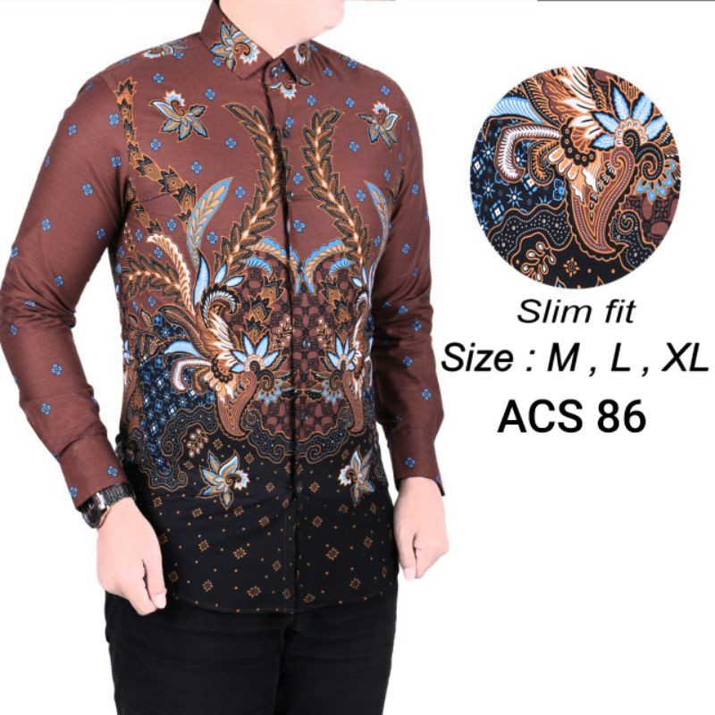 BAJU KEMEJA BATIK PRIA SLIM FIT LENGAN PANJANG BEST SELLER COLINDION ACS66