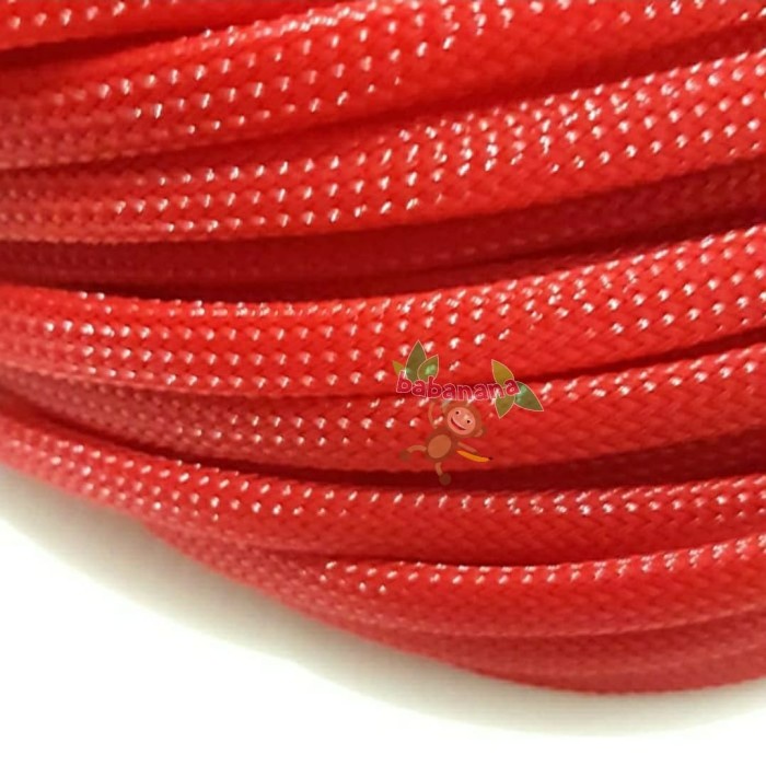 Pembungkus Kabel 6 mm Merah Cable Sleeve braided nylon