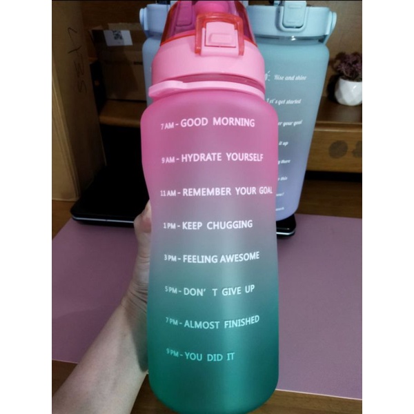 BOTOL MINUM 2 LITER 2L TRITAN MOTIVASI VIRAL TIK TOK FREE STIKER RANDOM 2D BAHAN TRITAN BISA UNTUK A