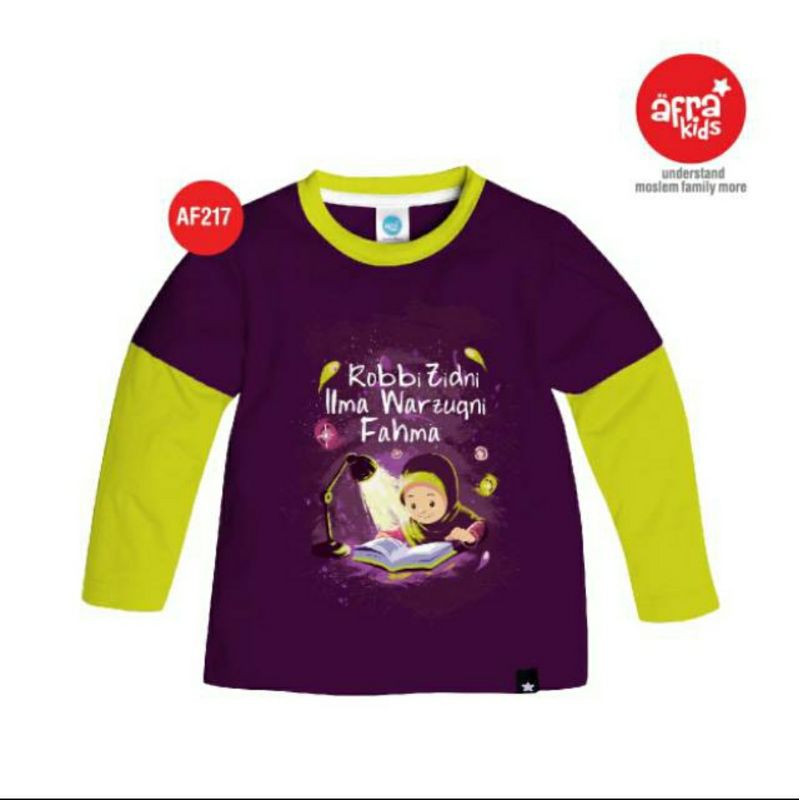 SALE Kaos Afrakids AF217 &quot;Robbi Zidni Ilma Warzuqni Fahma&quot; Lengan Panjang