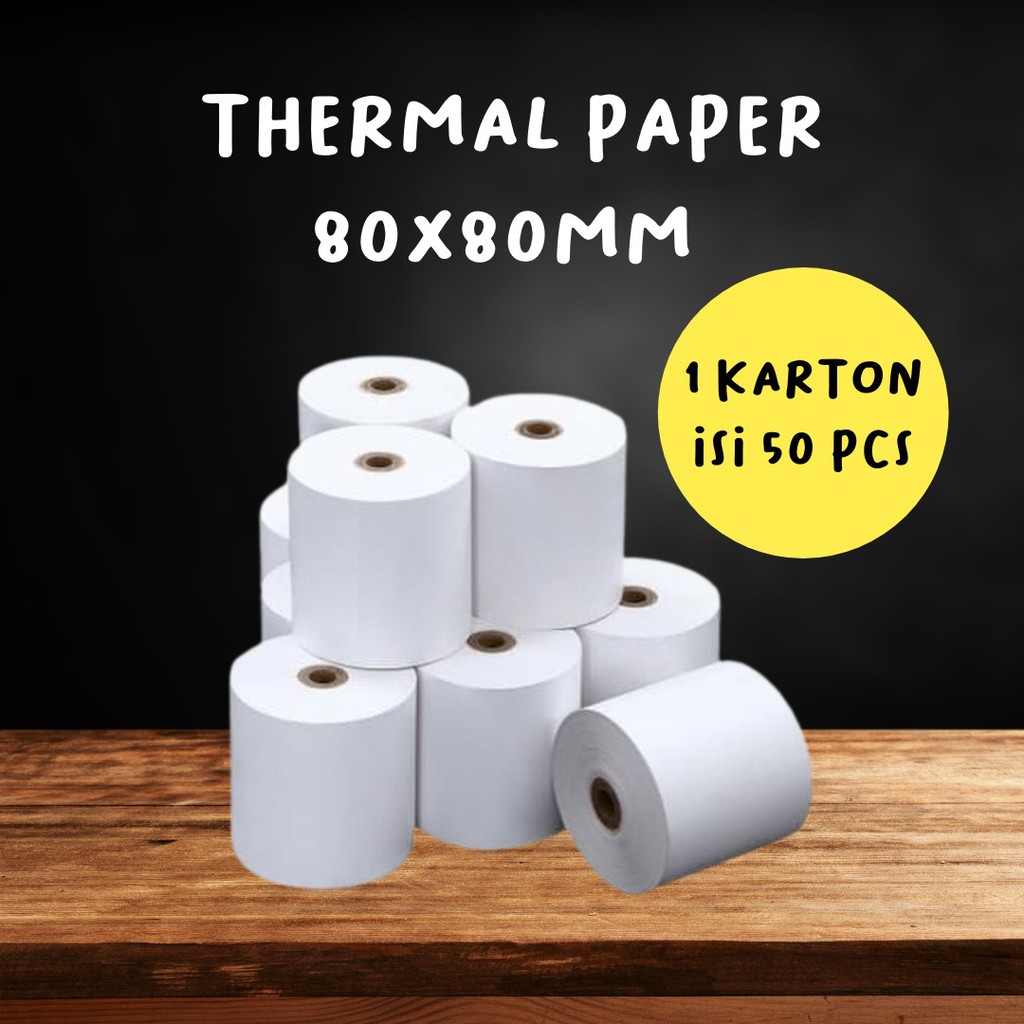 Kertas Struk Kasir Paper Roll Termal 1 karton 50 roll uk 80x80mm