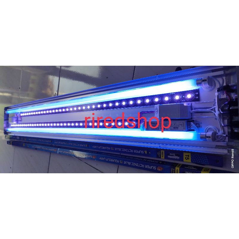lampu tanning arowana aquazonic kombinasi LED hpl panjang 120cm bok alumunium slim