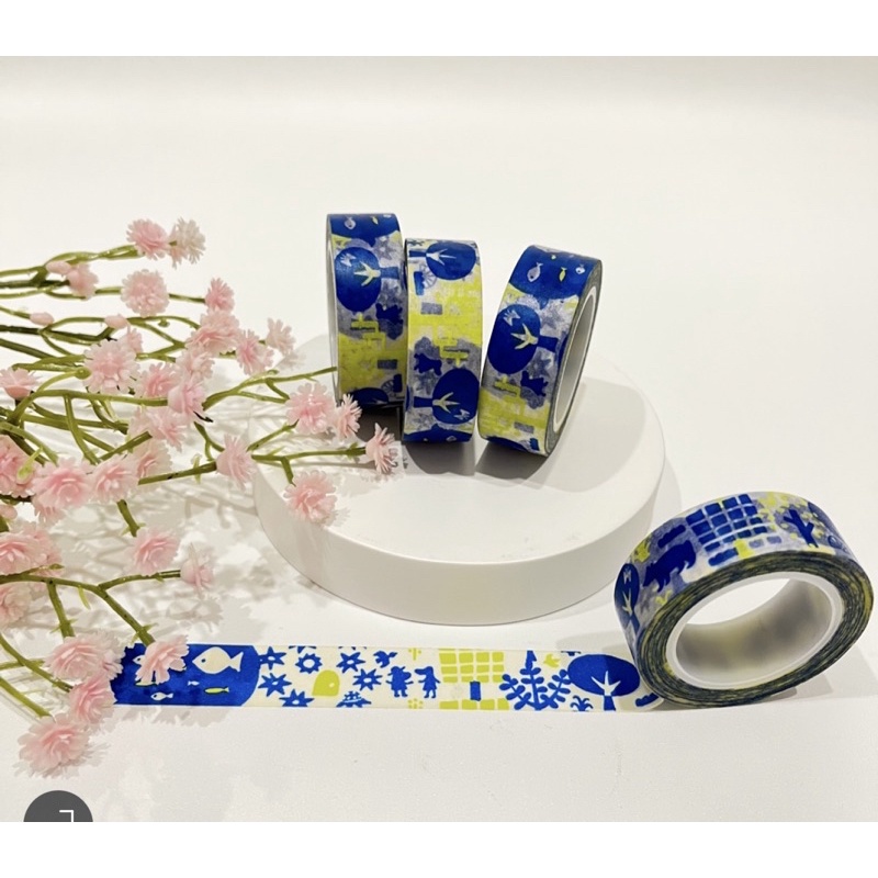 

Washimoshi Masking Washi Tape Blue Fish Design