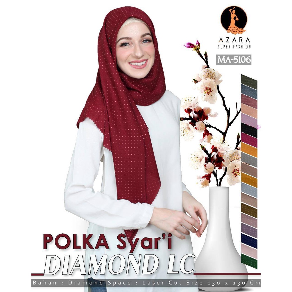 Agen Supplier Grosir Hijab Azara Polka Syar'i Diamond Laser Cut Jilbab Termurah