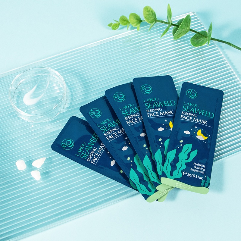 LAIKOU Sleeping Mask Rumput Laut Menenangkan Krim Perbaikan Kemerahan Jerawat 15pcs