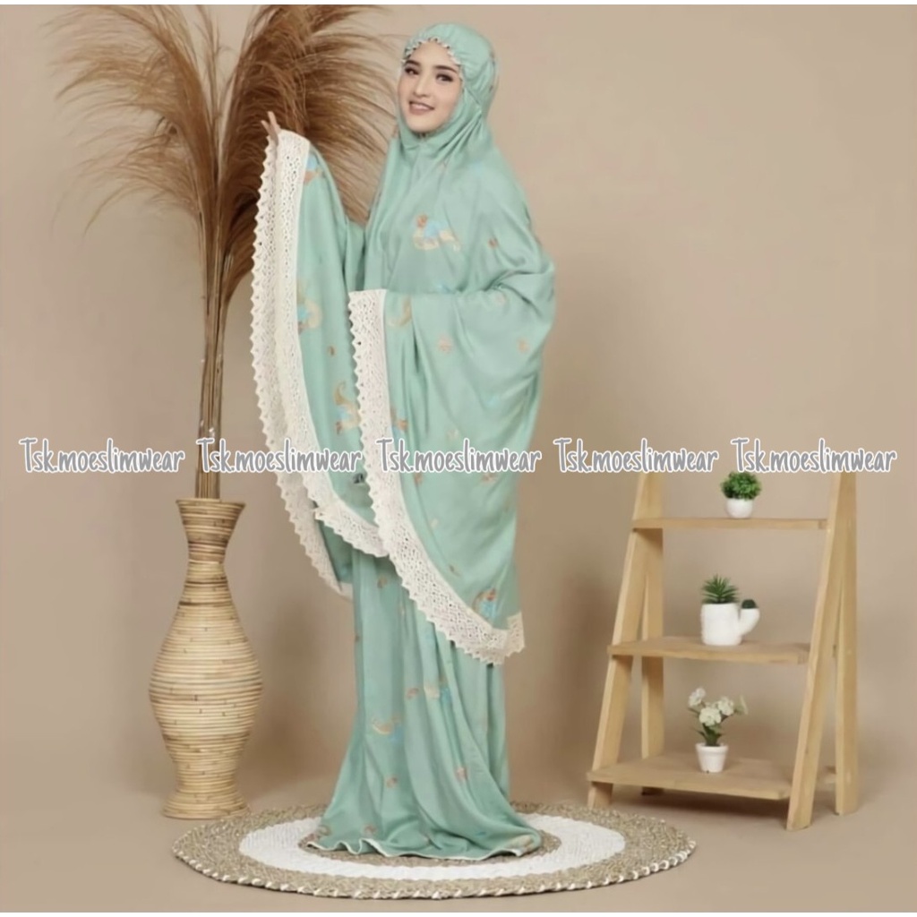 mukena full bordir premium rayon starla bonus tasbih dan tas
