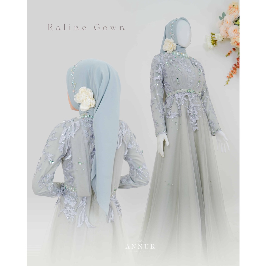 Annur Label Pre Order Raline Dress lingkar korsase bordir payet dress resepsi nikah prewedding