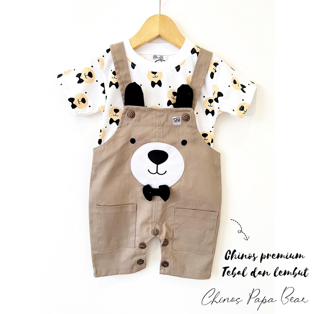 ORI BABYBEB PREMIUM CHINOS Overall Baju Setelan Kaos Pergi Jalan Lucu Fashion Anak Bayi Cowok Laki Terlaris