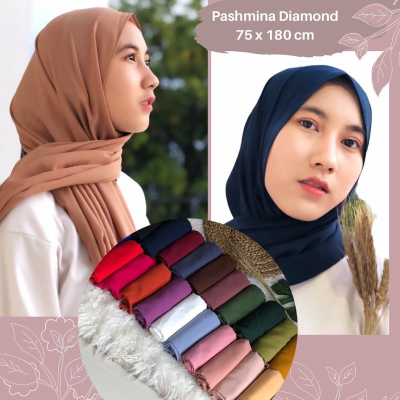 pashmina + iner 2in1/pashmina tali || bahan diamond italy_UK.180/75cm