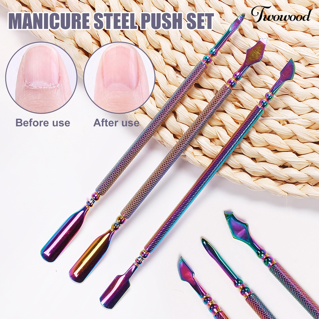 3pcs / Set Alat Manicure Bahan Stainless Steel Untuk Nail Art