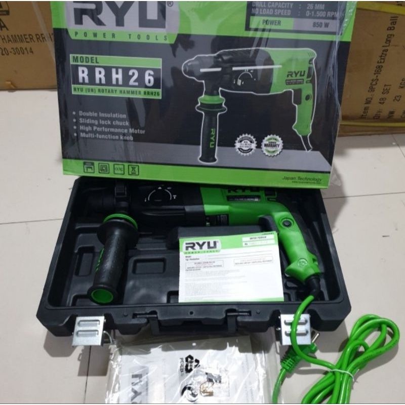 MESIN BOR BETON BOBOK SDS PLUS RYU RRH-26 / ROTARY HAMMER RYU RRH26