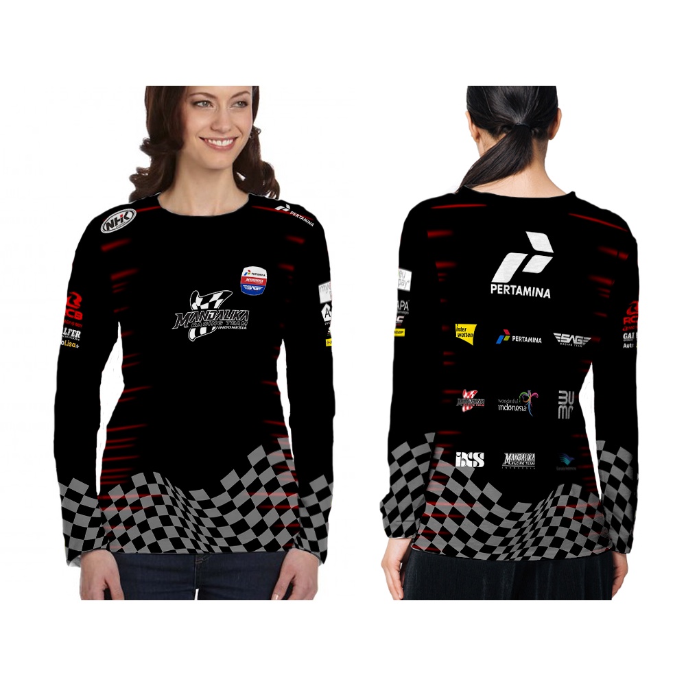 [Riashop] Kaos Mandalika Wanita | Kaos Pertamina Mandalika Lengan Panjang