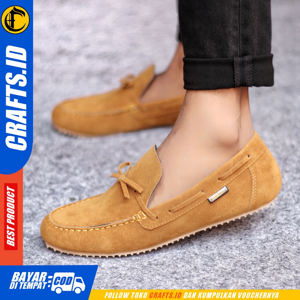 Sepatu Slip On Pria Sepatu Casual Pria Kulit Suede Kerja Kantor Sepatu Slop Pria Sepatu Hitam Pria CRATS CELTIZ