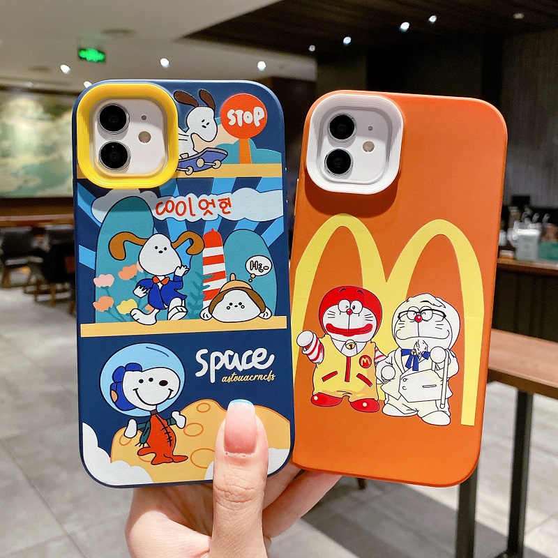 3 in 1 Casing Silikon Motif Snoopy Untuk iPhone 11 12 13 Pro MAX X XR XS MAX 7 8 Plus