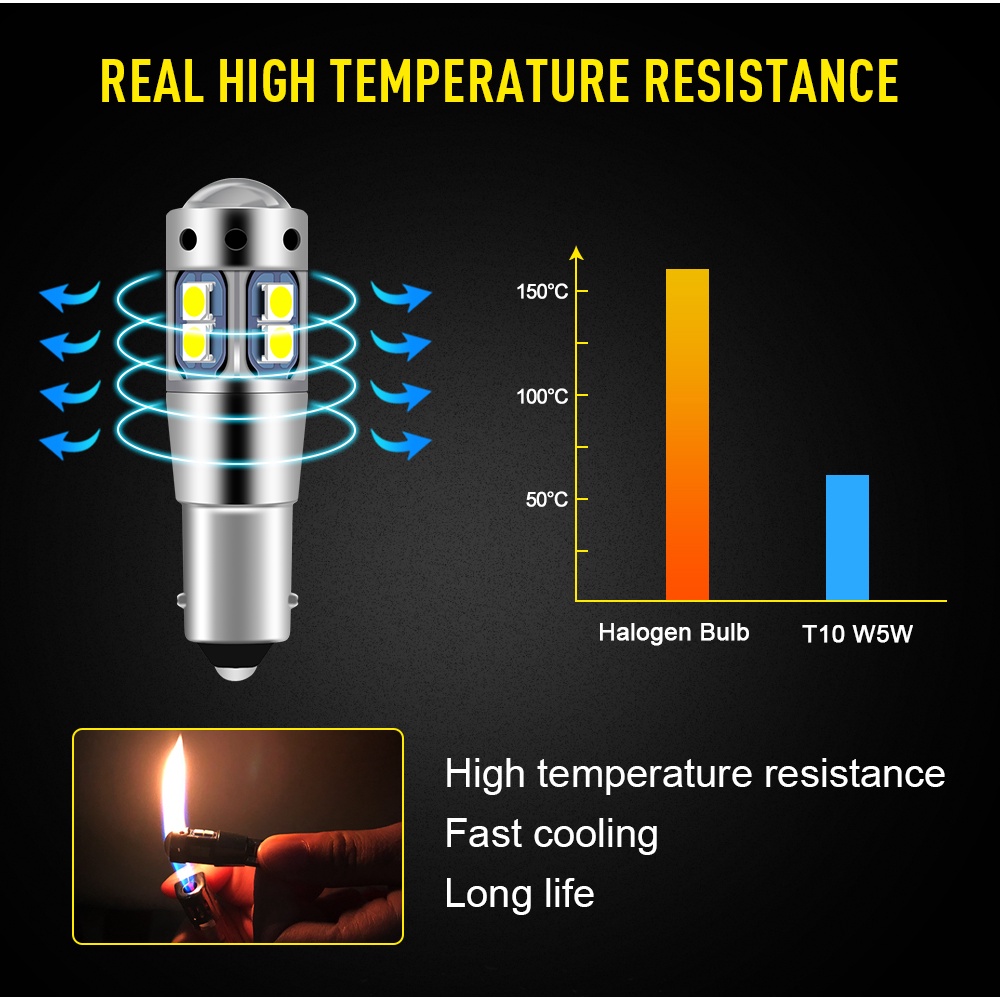 1pc Lampu Baca 10 LED Ba9s TW4 180 Derajat Untuk Mobil°  Bax9s H6W 150° Ic Bay9S H21W 120° Lampu Led Super Terang Untuk Mobil
