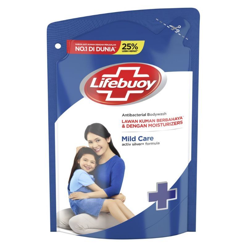 Lifebuoy sabun mandi cair 400ml mild care biru tua