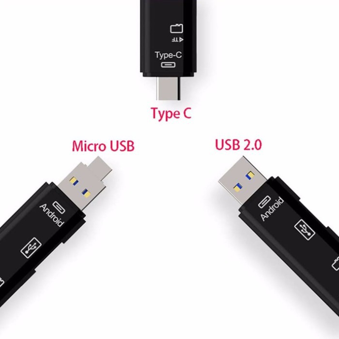 Portable OTG Card Reader USB Type C Micro USB - Black