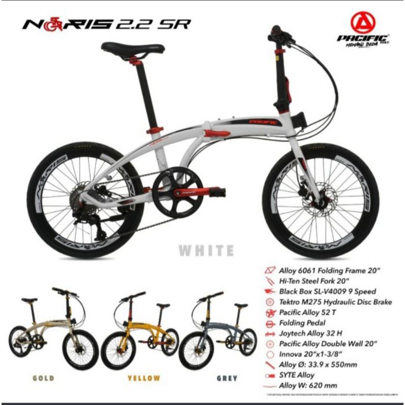 Sepeda Lipat 20 inci Pacific Noris 2.2 SR 9speed Hydrolic