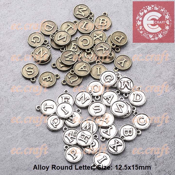 (HURUF A-Z) ROUND INITIAL LETTER CHARM BAHAN CRAFT GELANG NAMA