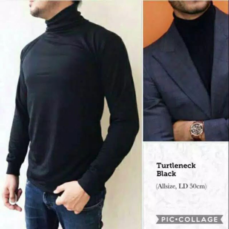 Atasan turtleneck pria lengan panjang/Atasan kerah tinggi model korea