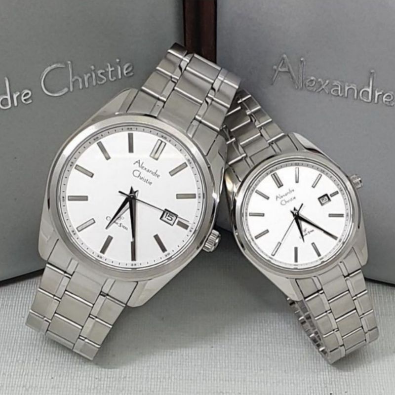 AC8514 Jam Tangan Couple Alexandre Christie AC8514 Original Silver Putih