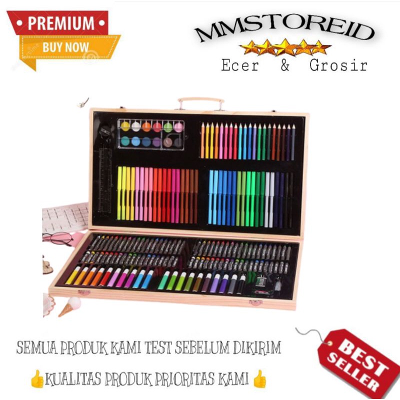 

MM - Crayon Art Set 180 pcs Box Kayu / painting Wooden Art Drawing Sets / Inspiration Art Set Samoyed INSS-180