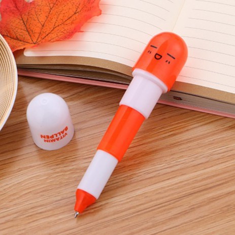 PENA VITAMIN / PENA VITAMIN UNIK / PENA VITAMIN KAPSUL / PULPEN KAPSUL LUCU-ORANGE
