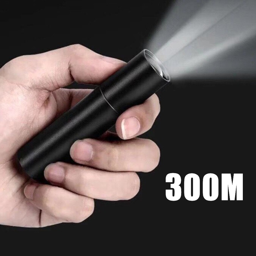 Lampu Senter LED Mini Portable Anti Air Zoom Teleskopis Usb Rechargeable Untuk Camping / Hiking