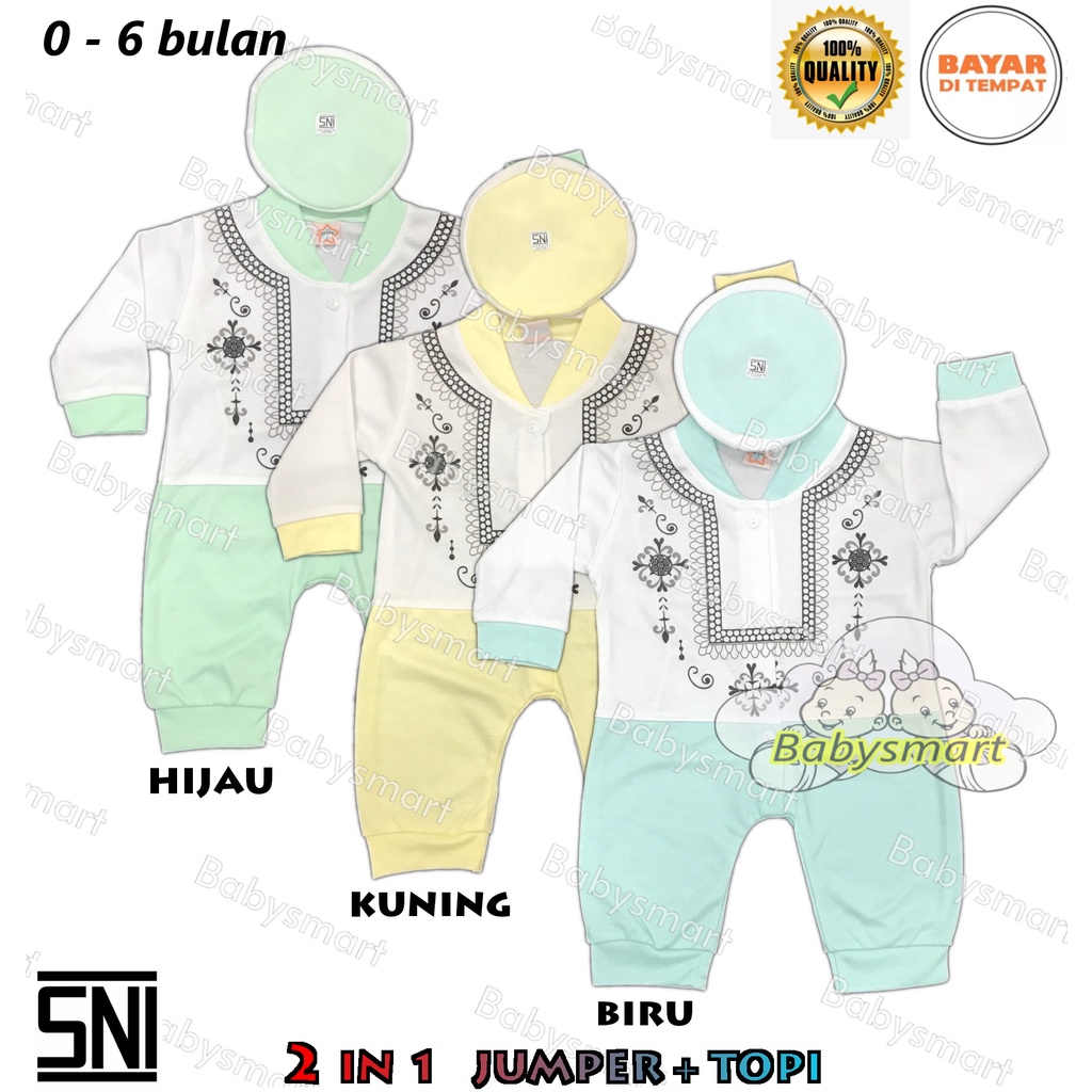 Babysmart - Baju Koko/Muslim+Kopiah/Peci Anak/Bayi Laki-Laki JUMPER/Hansop/Romper LITTLE 1514 SNI 0-6 bulan