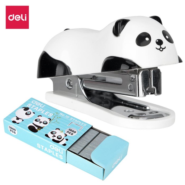 

PEREKAT-PENGIKAT- DELI E0453 HEKTER-PANDA MINI STAPLER #10 W/STAPLES BLACK/WHITE -PENGIKAT-PEREKAT.