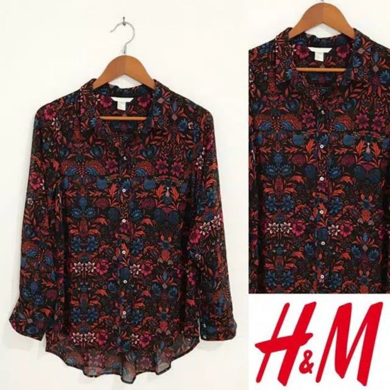 Kemeja H&M Floral / Branded Sisa Export Original