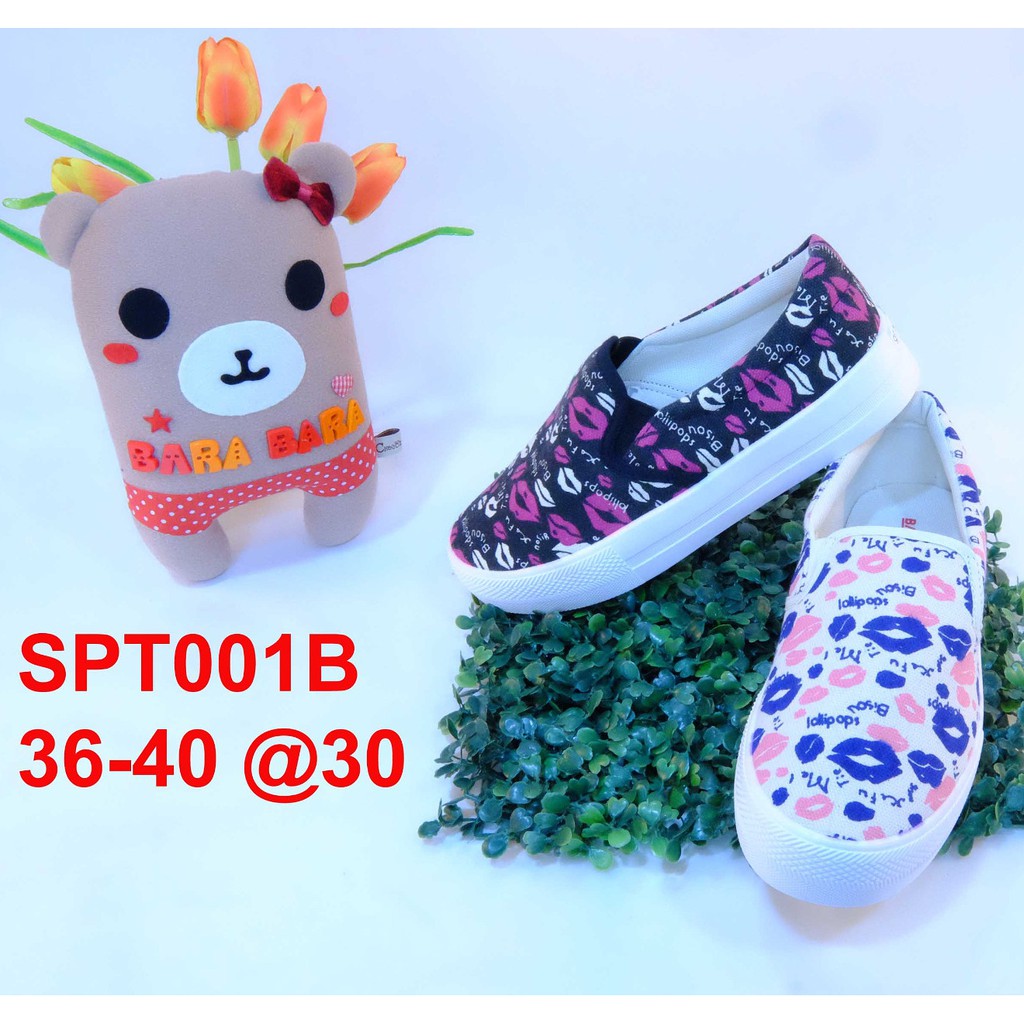 spt a001b sepatu kain kanvas import wanita cewek luofu bara bara