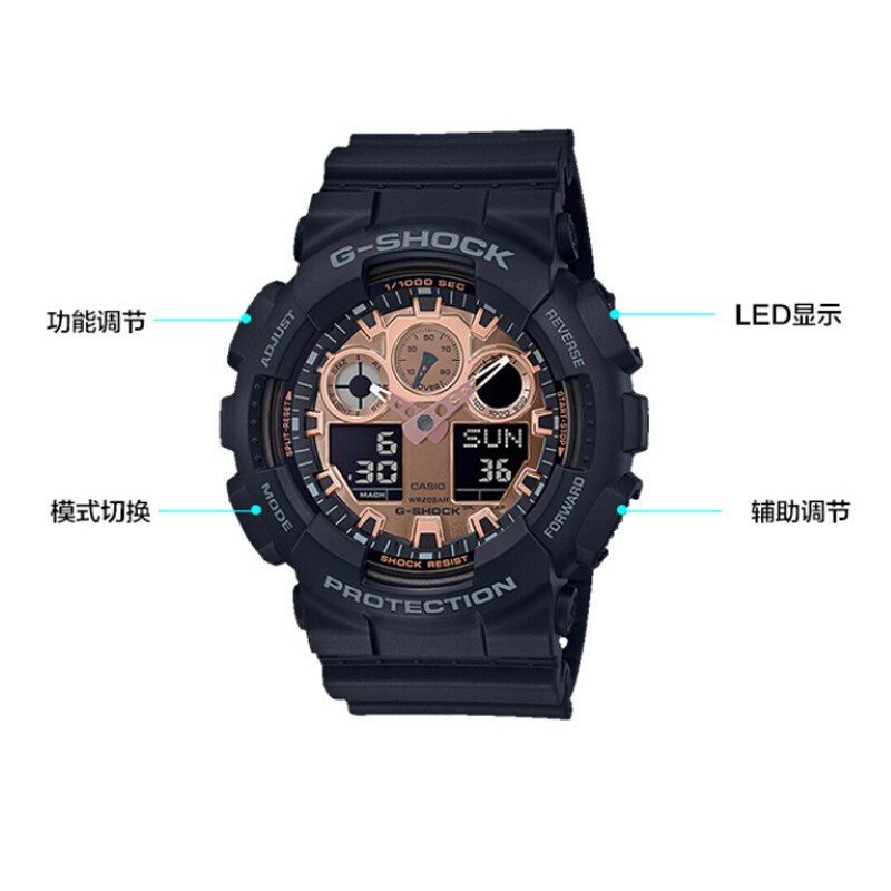 Casio Watch Jam Tangan Pria G-SHOCK Waterproof Men's Automatic LED Lighting Watch GA-100MMC-1A