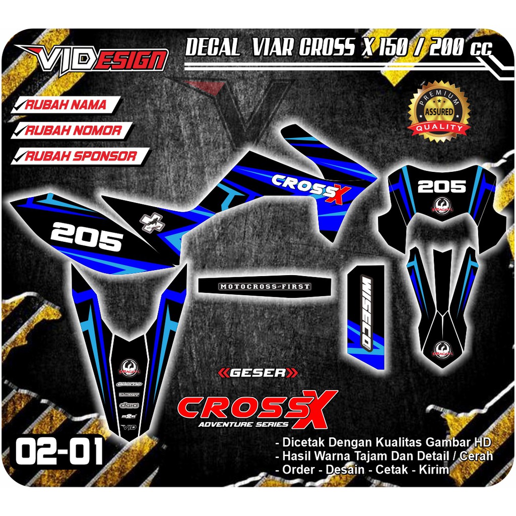 Sticker / Decal Viar Cross X 150 / 200 cc Custom