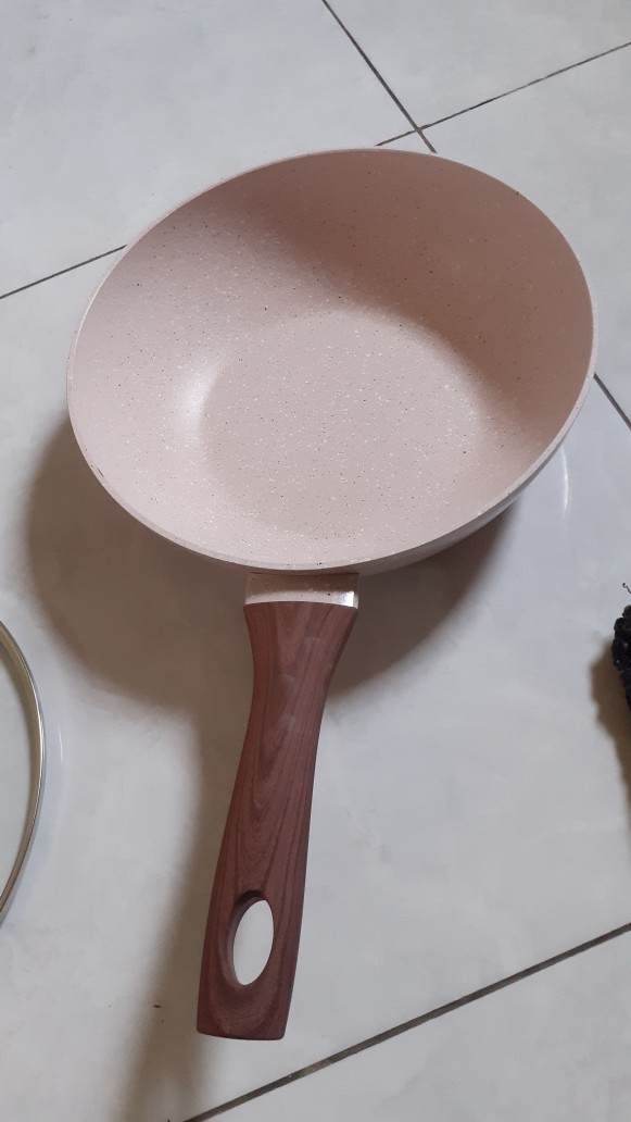 Bolde Super Pan Wok ( Wajan ) 26 Cm + Lid Tutup Kaca, Granite Beige Series